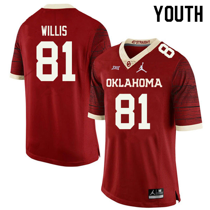 Jordan Brand Youth #81 Brayden Willis Oklahoma Sooners College Football Jerseys Sale-Retro